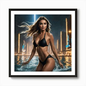 Sexy Woman In Bikini At Night ghb Affiche