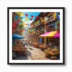 Street Market In Mexico 2 Art Print