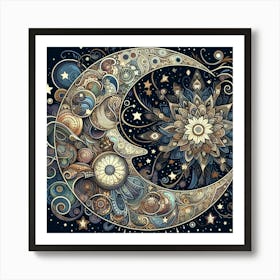 Moon And Stars 12 Art Print