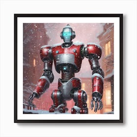 Robot In The Snow Art Print