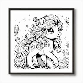 Line Art pony Art Print