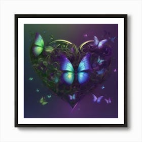 Butterflies In A Heart Art Print