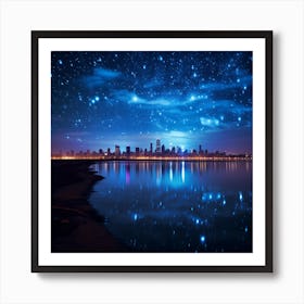 Chicago Skyline At Night Art Print