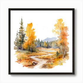 Watercolor Autumn Forest Art Print