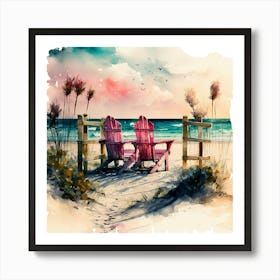 Pink Adirondack Chairs Art Print