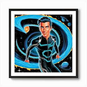 A Vibrant, High Contrast, Professional Graphic Design Pop Art Style Illustration Of A Man In Front Of A Wormhole 3 Art Print