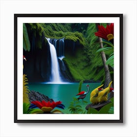 Tropical Birds In The Jungle Affiche