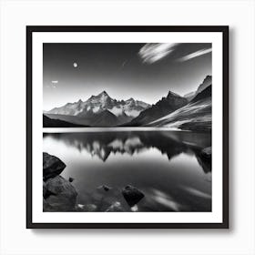 Black And White Mountain Landscape 3 Art Print