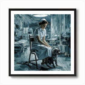 Nurse And A Dog veterinarian Wall Art Affiche