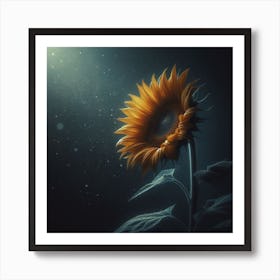 Sunflower In The Dark Art Print