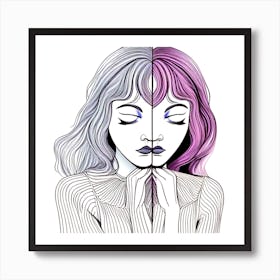 Girl With Purple Hair 6 Art Print