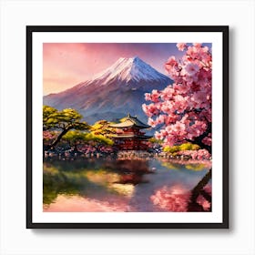 Japanese Sakura In Mountain 2 Art Print