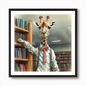 Library Giraffe Art Print