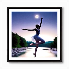 Ballerina In The Moonlight 3 Art Print