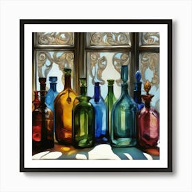 Vintage Colored Bottles 04 Art Print