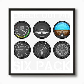 Funny Pilot Top Airplane Six Pack Flight Instruments Gift Art Print