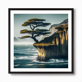 Lone Tree On Cliff Art Print