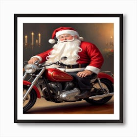 Santa On Bike 2 Art Print
