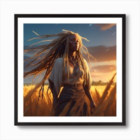 Woman In Wheat Field Art Print