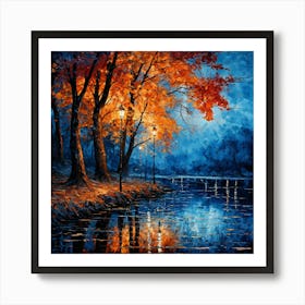 Autumn Evening By The River Art Print