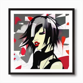 Girl With Red Lipstick Art Print