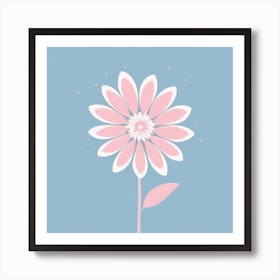 A White And Pink Flower In Minimalist Style Square Composition 360 Art Print