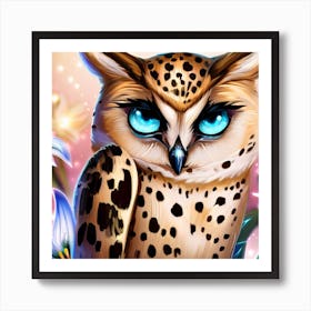 Owl With Blue Eyes 12 Art Print