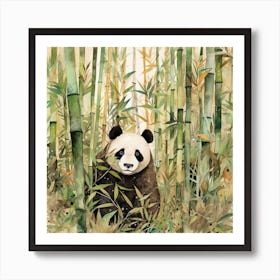 Panda In Bamboo Forest Art Print