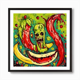 Zombie Fruit Vector Illustration Art Print