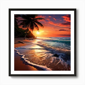 Sunset On The Beach Art Print