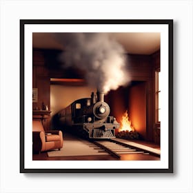 Train In The Living Room Art Print