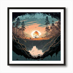 Sunset In The Cave Art Print