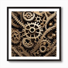 Gold Gears Background 3 Art Print