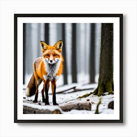 Fox In The Snow Art Print