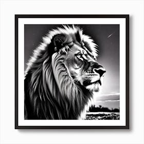 Lion In Black And White 7 Art Print