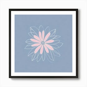 A White And Pink Flower In Minimalist Style Square Composition 44 Art Print