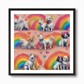 Rainbow Dogs Rainbow Love Pets ( Bohemian Design ) Art Print