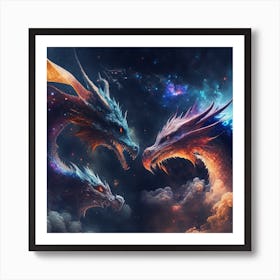 Dragons In The Sky 4 Art Print