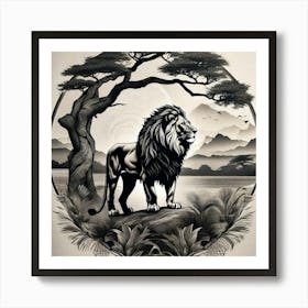 Lion In The Forest 42 Art Print