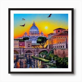 Sunset In Rome 1 Art Print