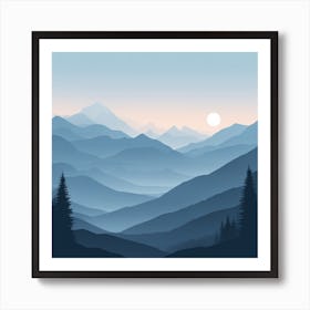 Misty mountains background in blue tone 27 Art Print