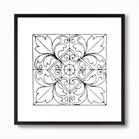 Floral Pattern | Sketched Boho Tile Art Art Print