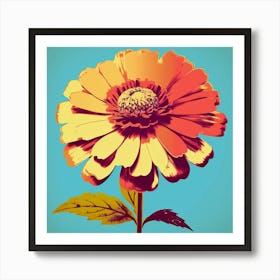 Andy Warhol Style Pop Art Flowers Zinnia 1 Square Art Print