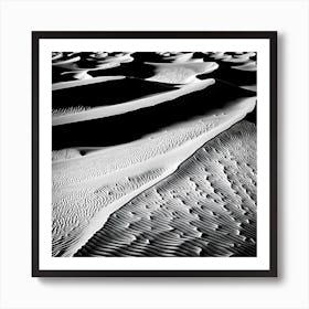 Sand Dunes, black and white art Art Print