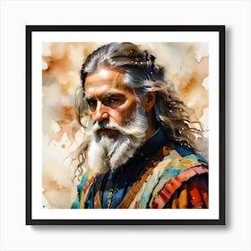 Old Man With Long Hair In Traditional Costume Art Print
