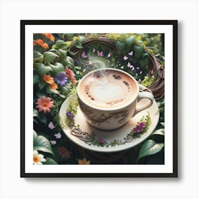 Coffee Cup In The Garden Art Print