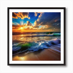 Sunset On The Beach 180 Art Print