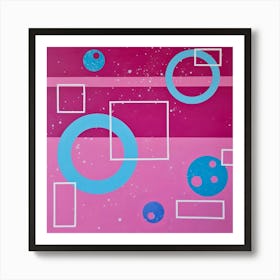 Pink and blue abstract geometrical Art Print