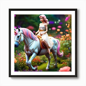 Barbie And Unicorn Art Print