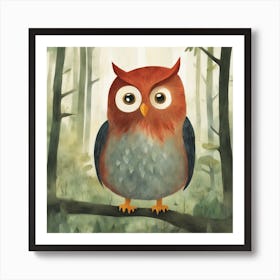 Owl In The Woods Art Print